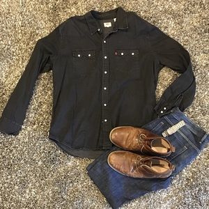 Black Jean Pearl Snap Button - XXL (100% Cotton)